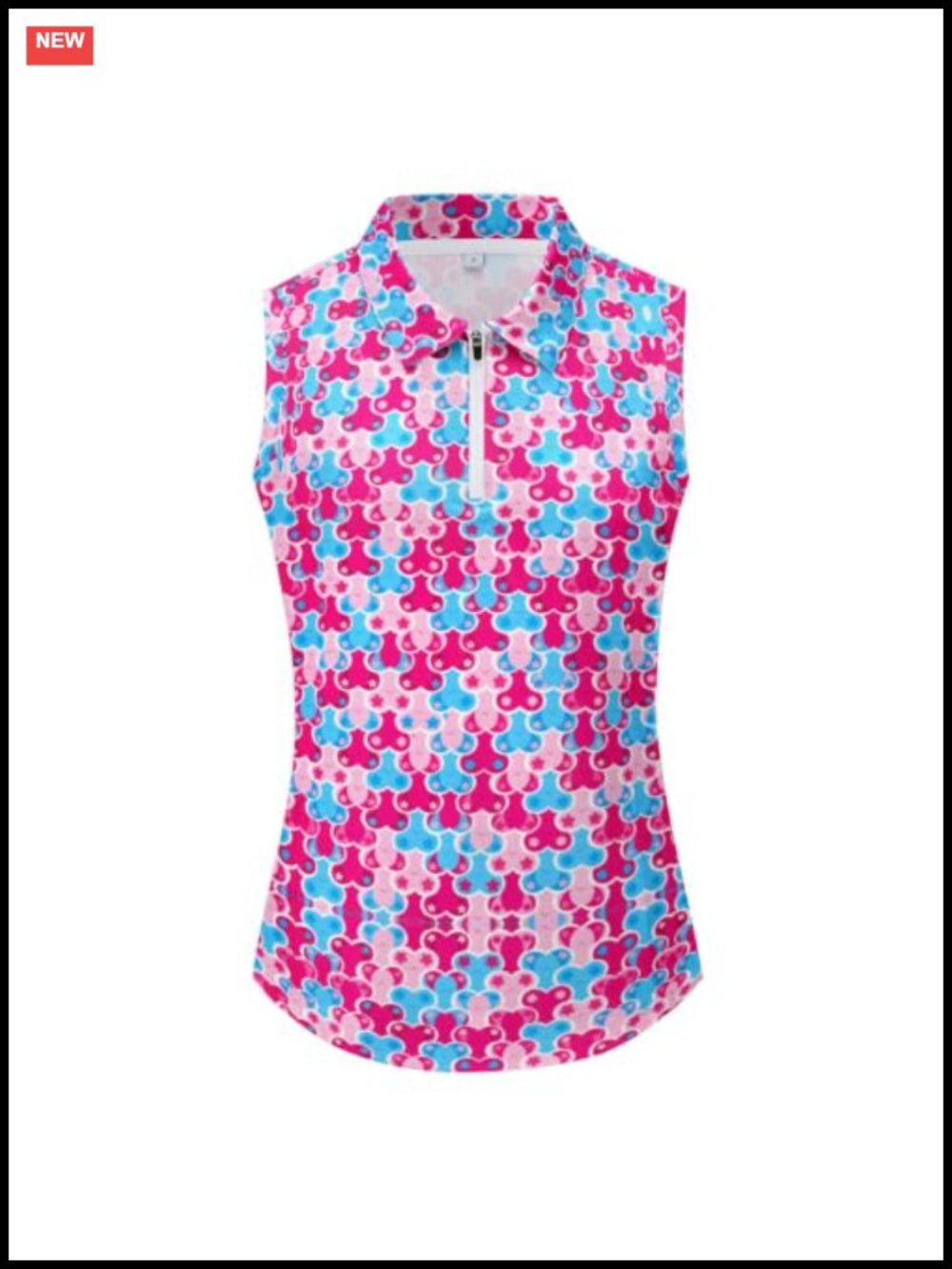 Wowninth Zip Golf Tank Top Sleeveless Polo